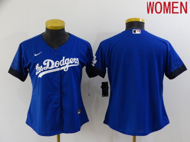 Women Los Angeles Dodgers Blank Blue City Edition Game Nike 2021 MLB Jersey->women mlb jersey->Women Jersey